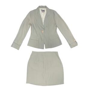 Mystic Vintage Skirt Suit Blazer Size Medium Sage Green Career Office Business